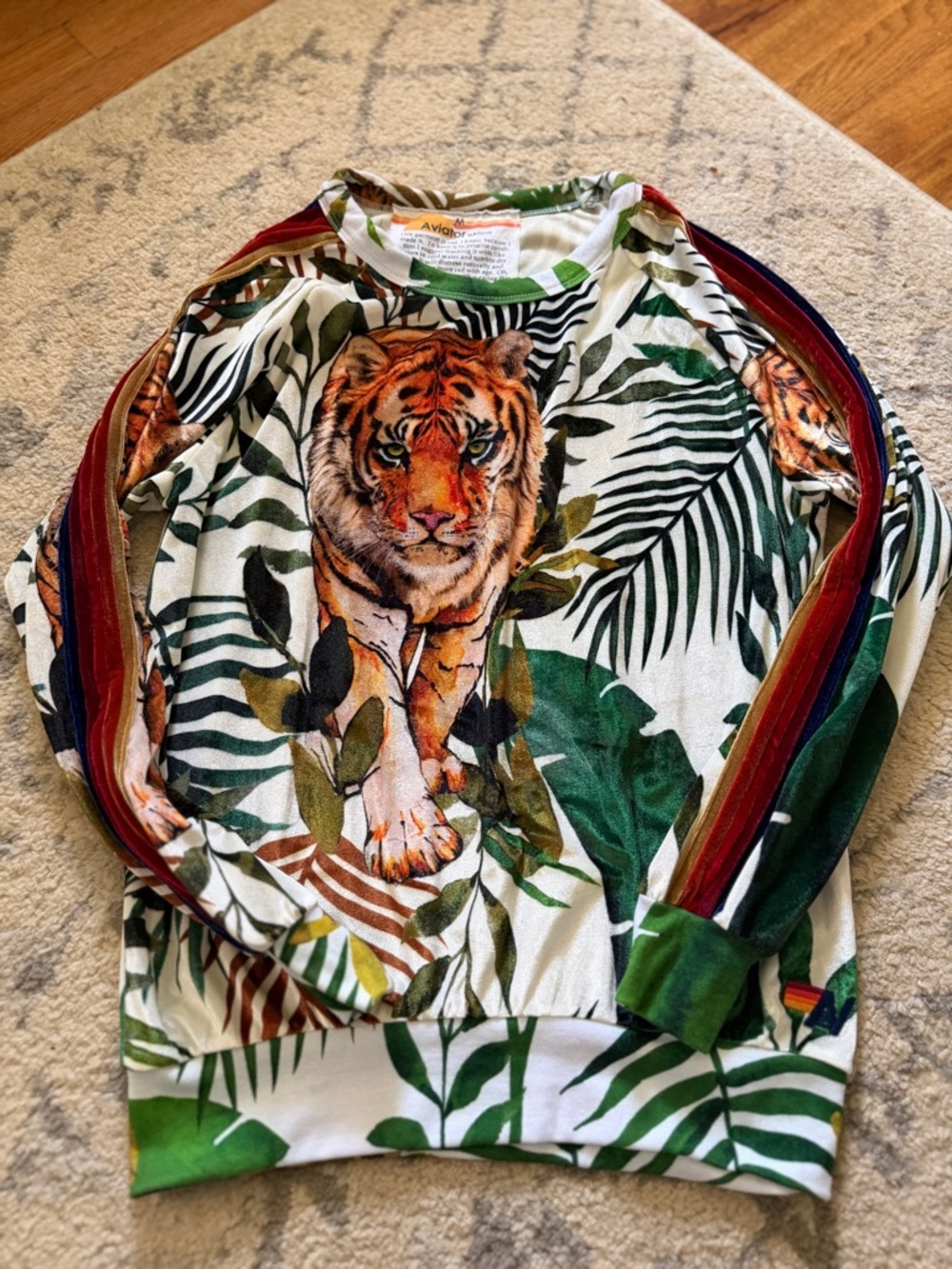 Sold Out Aviator Nation Velour Jungle Tiger Crew - Picture 6 of 7